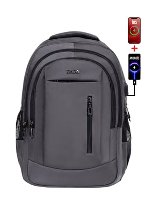 Dada 05 Laptop Dizüstü Bilgisayar Çantası 14"-15,6" inç Ortaokul Lise Üniversite Okul Çantası Unisex Gündelik Kadın Erkek Sırt Çantası Usb Type-C Aparat Darbe Emici Koruma Su Geçirmez Kumaş (Uzay Gri)