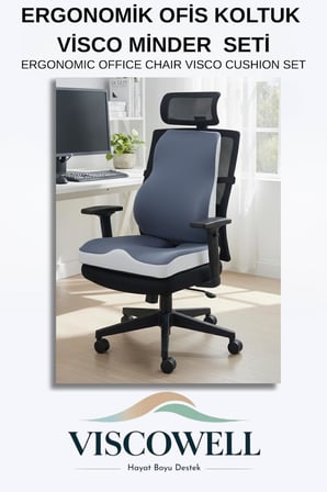 Visco Ortopedik Ergonomik Ofis Koltuk Koksiks Oturma Minderi Sırt Bel Destek Minderi Yastığı Seti
