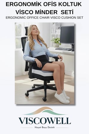 Visco Ortopedik Ergonomik Ofis Koltuk Koksiks Oturma Minderi Sırt Bel Destek Minderi Yastığı Seti