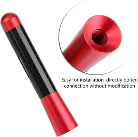 ̇versal Kırmızı Karbon Fi̇ber Oto Çubuk Radyo Anteni̇ 12 Cm
