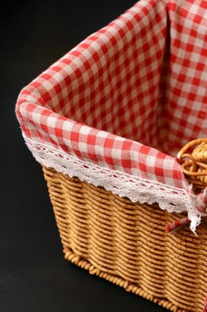Digithome Kapaklı Rattan Dantelli Dikdörtgen Sepeti -9T14 U/6