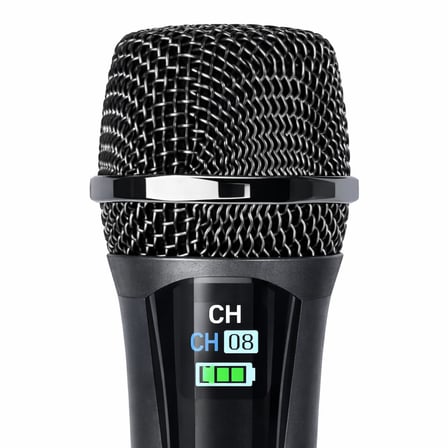YK-MC448 Çift El Kablosuz Mikrofon Seti – 2.4G UHF Wireless, 50 m Menzil, Alıcılı, Sahne Sunum Karao