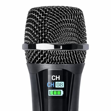 YK-MC448 Çift El Kablosuz Mikrofon Seti – 2.4G UHF Wireless, 50 m Menzil, Alıcılı, Sahne Sunum Karao