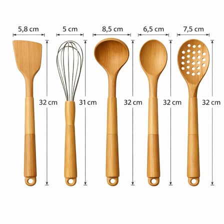 Silikon Mutfak Pişirme Gereçleri Seti, 5 Parça Yapışmaz Mutfak Gereçleri Seti Saplı Spatula Se