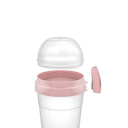 Bölmeli Yoğurt Saklama Kabı, 600ml + 200ml, Pembe, Diyet ve Sağlıklı Beslenme için Taşınabilir Kapaklı Kap