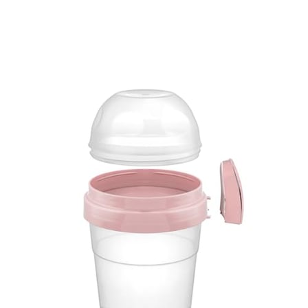 Bölmeli Yoğurt Saklama Kabı, 600ml + 200ml, Pembe, Diyet ve Sağlıklı Beslenme için Taşınabilir Kapaklı Kap