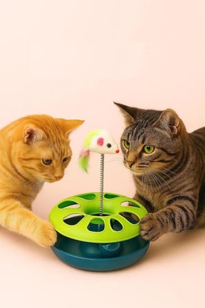 TİNEKE Çıngarak Toplu Yaylı Fareli Kedi Çember Oyuncağı Eğlence Aksesuarı Kedi Oyun Çemberi YEŞİL