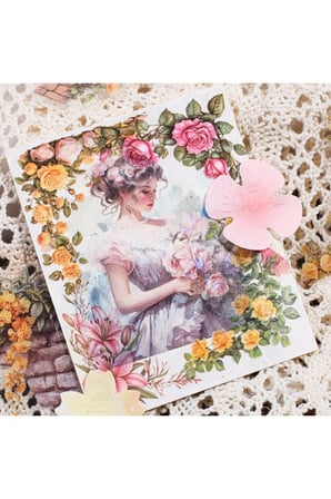 Kolbi Craft 30 Adet Şeffaf Mavi Gül Kenar Sticker Bullet Journal Scrapbook Laptop Ajanda Planlayıcı