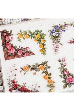 Kolbi Craft 30 Adet Şeffaf Mavi Gül Kenar Sticker Bullet Journal Scrapbook Laptop Ajanda Planlayıcı