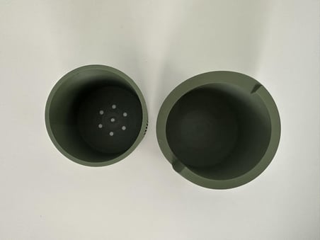 Omeyva Dekoratif Japandi Akıllı Çiftli Saksı Çiçek Kaktüs Bitki Yetiştirme Saksısı-11 Cm.-Çam Yeşili