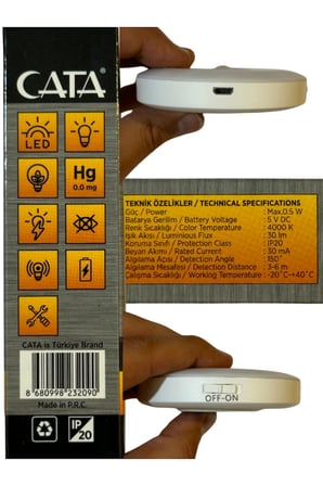Cata CT-5180 4000K Mıknatıslı Kabin Led Aydınlatma, 30 lm, Sensörlü, 2 Adet