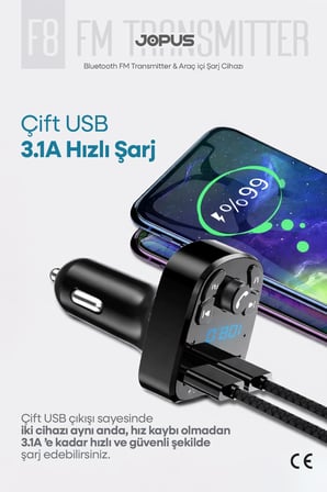 Bluetooth FM Transmitter Kablosuz Araç İçi Kiti Çakmaklık Şarj Aleti Oto MP3 Çalar USB Araç Müzik Adaptörü