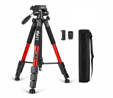 AZT Zomei Q111 10kg Kapasiteli 150cm Çantalı Pan Kafa Profesyonel Tripod Telefon Tutucu Kumanda DSLR, Aynasız Fotograf Makineleri, Kameralar ve Cep Telefonları ile Uyumlu (Red Kırmızı)