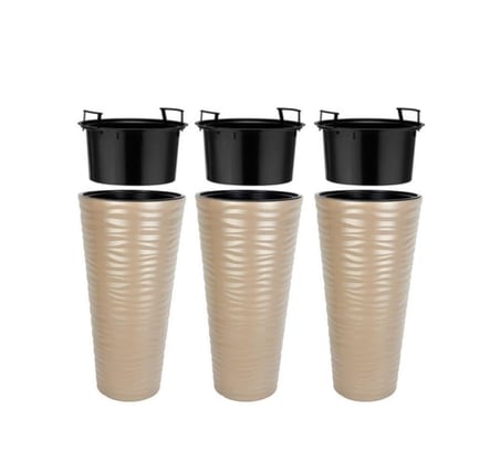 Omnipazar SO-KVT2 Kumsal Vazo Saksı Takımı 85 Litre Mocha 3 Adet