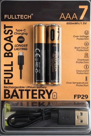Type-C Şarjlı İnce Pil AAA Şarj Edilebilir Kumanda Pili 1.5V 800mWh Lityum-İon İnce Pil AAA7 Type-C Şarjlı