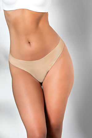 3'LÜ PAKET DİKİŞSİZ, İZ YAPMAZ, LAZER KESİM, STRİNG KÜLOT CAPPUCİNO (MGP21262)