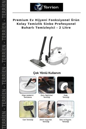 Premium Ev Hijyeni Fonksiyonel Ürün Kolay Temizlik Sinbo Profesyonel Buharlı Temizleyici - 2 Litre