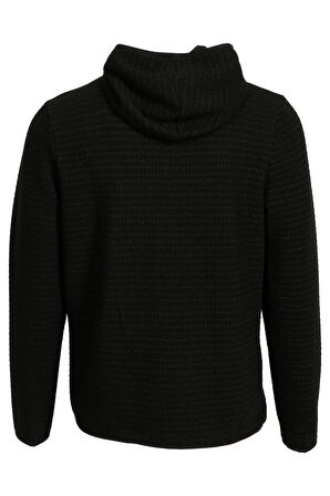 Erkek Siyah Dokulu Scuba Kumaş Yüksek Fermuarlı Ön Cep Detaylı Hırka NCS JEANS 1611