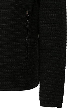 Erkek Siyah Dokulu Scuba Kumaş Yüksek Fermuarlı Ön Cep Detaylı Hırka NCS JEANS 1611