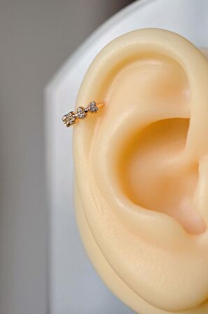 Sıralı Mini Kalpli Halka Tragus Piercing Helix Kıkırdak