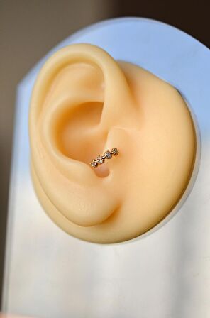 Sıralı Mini Kalpli Halka Tragus Piercing Helix Kıkırdak