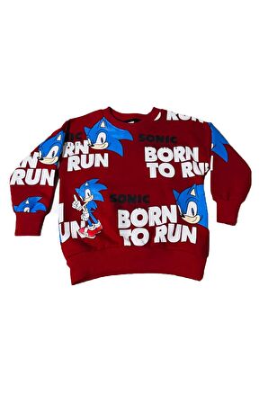 Sonic Çizgi Karakterli Kırmızı Erkek Çocuk Eşofman Pijama Alt Üst Takımı