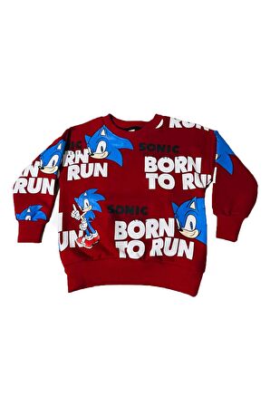 Sonic Çizgi Karakterli Kırmızı Erkek Çocuk Eşofman Pijama Alt Üst Takımı