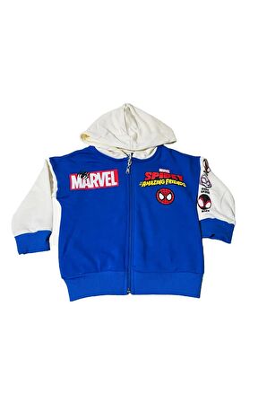 Mavi Spiderman Kapüşonlu Erkek Çocuk Alt Üst Takımı