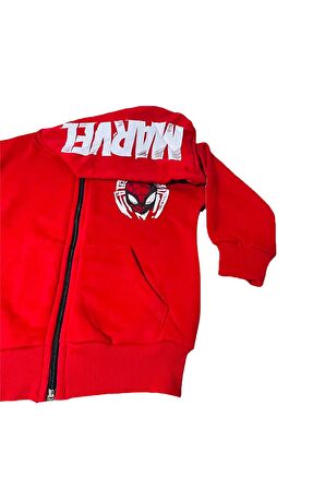 Kırmızı Spiderman Kapüşonlu Erkek Çocuk Alt Üst Takımı