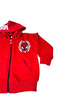 Kırmızı Spiderman Kapüşonlu Erkek Çocuk Alt Üst Takımı