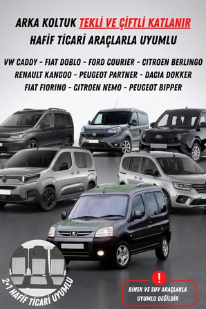 Lifos Hafif Ticari Serisi Koton Kumaş Oto Koltuk Kılıfı Tam Set (BERLINGO-CADDY-CONNECT-COURIER-DOBLO-DOKKER-PARTNER) 