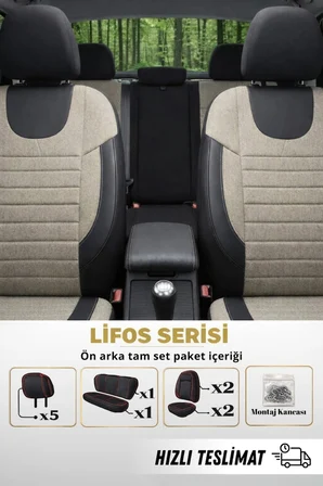 Lifos Hafif Ticari Serisi Koton Kumaş Oto Koltuk Kılıfı Tam Set (BERLINGO-CADDY-CONNECT-COURIER-DOBLO-DOKKER-PARTNER) 