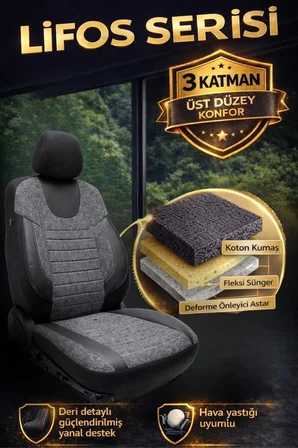 Lifos Hafif Ticari Serisi Koton Kumaş Oto Koltuk Kılıfı Tam Set (BERLINGO-CADDY-CONNECT-COURIER-DOBLO-DOKKER-PARTNER) 