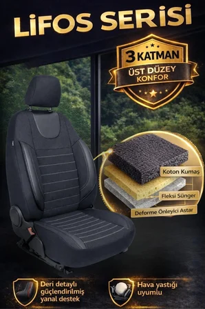Lifos Hafif Ticari Serisi Koton Kumaş Oto Koltuk Kılıfı Tam Set (BERLINGO-CADDY-CONNECT-COURIER-DOBLO-DOKKER-PARTNER) 