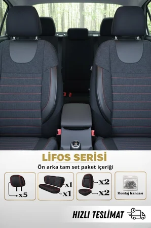 Lifos Hafif Ticari Serisi Koton Kumaş Oto Koltuk Kılıfı Tam Set (BERLINGO-CADDY-CONNECT-COURIER-DOBLO-DOKKER-PARTNER) 