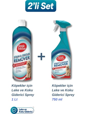 Simple Solution Köpekler İçin Leke ve Koku Giderici 1 Lt + 750 Ml 2’li Set