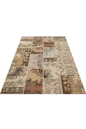 Eşsiz Anadolu Patchwork Eskitme El Dokuma Halı