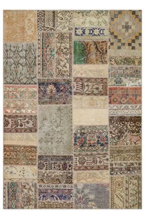 El Yapımı Geleneksel Patchwork Halı 160x230 Cm - 6291