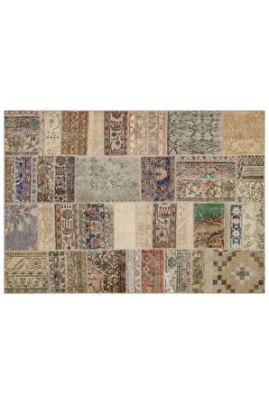 El Yapımı Geleneksel Patchwork Halı 160x230 Cm - 6291