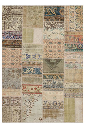 El Yapımı Tığ Işi Patchwork Halı 160x230 Cm - 6295