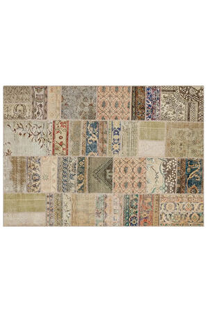 El Yapımı Tığ Işi Patchwork Halı 160x230 Cm - 6295