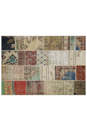 El Yapımı Boncuklu Patchwork Halı 160x230 Cm - 6296