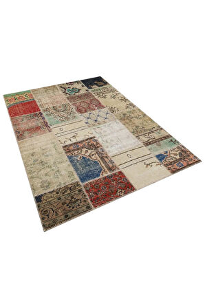 El Yapımı Boncuklu Patchwork Halı 160x230 Cm - 6296
