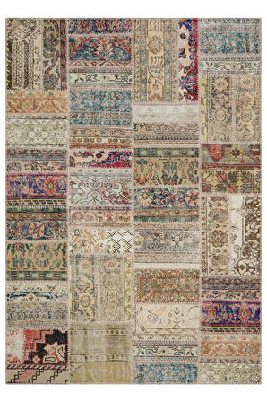 Zengin Desenleri Ile Ihtişamlı Patchwork Halı 160x230 Cm - 6304