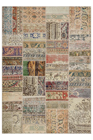 Sınırları Zorlayan El Yapımı Patchwork Halı 160x230 Cm - 6312