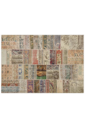 Sınırları Zorlayan El Yapımı Patchwork Halı 160x230 Cm - 6312