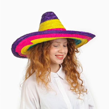 Partitoys Sombrero Meksikaa Şapkası Renkli Örme Hasır Çocuk Boy