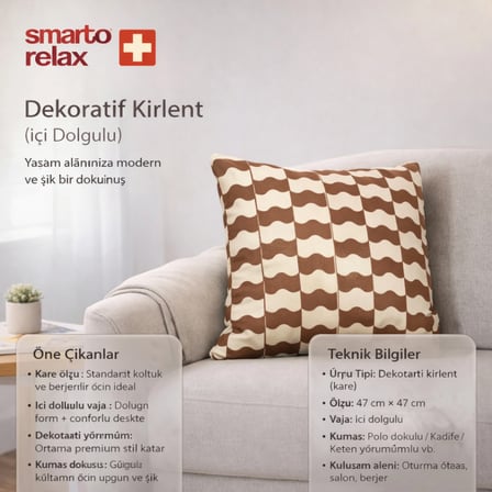 Smarto Relax İçi Dolgulu Kırlent 45x45 cm Kare – Salon & Berjer Kırlenti