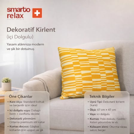 Smarto Relax İçi Dolgulu Kırlent 45x45 cm Kare – Salon & Berjer Kırlenti