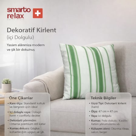Smarto Relax İçi Dolgulu Kırlent 45x45 cm Kare – Salon & Berjer Kırlenti